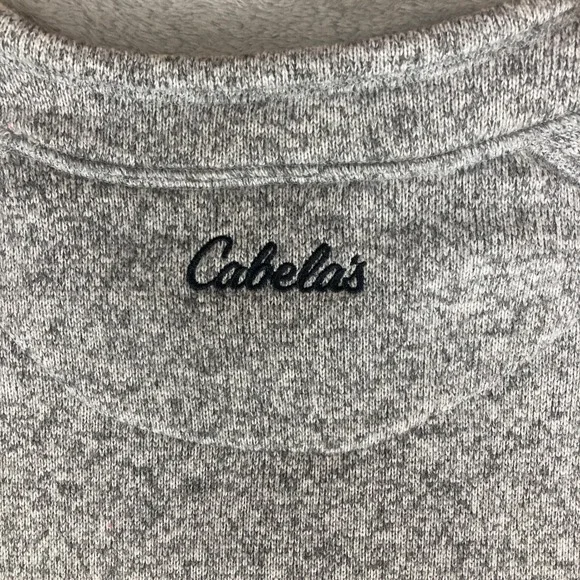 Cabelas Heathered Fleece Pullover Sweater Gray Zipper Pockets Men's XL - Picture 5 of 10
